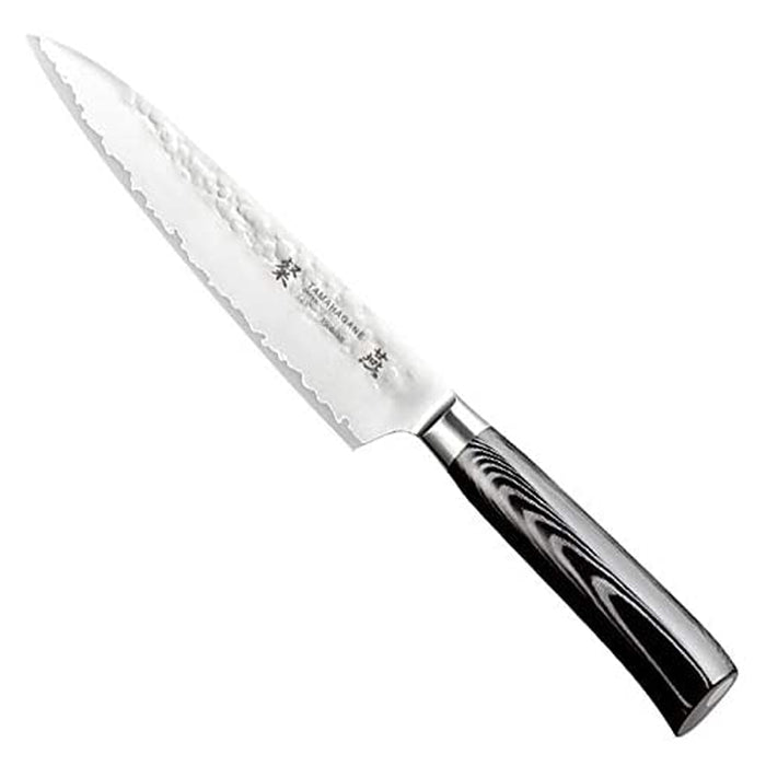 Tamahagane San Tsubame 3-ply Special Steel Petty Utility Knife with Black Mikarta Handle, 6-Inches