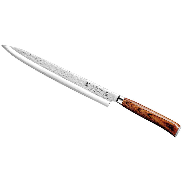 Tamahagane San Tsubame 3-ply Special Steel Sashimi Knife with Brown Pakkawood Handle, 10.5-Inches
