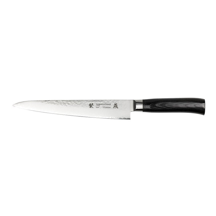 Tamahagane San Tsubame 3-ply Special Steel Sujihiki Slicing Knife with Black Mikarta Handle, 8-Inches