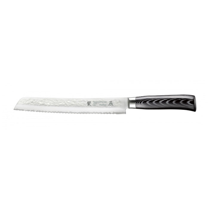 Tamahagane San Tsubame 3-ply Special Steel Bread Knife with Black Mikarta Handle, 9-Inches