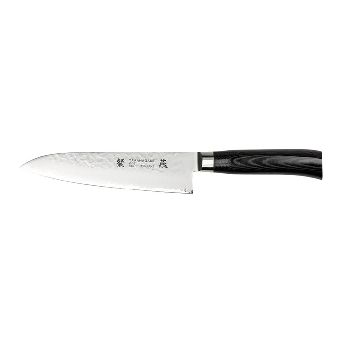 Tamahagane San Tsubame 3-ply Special Steel Chef's Knife with Black Mikarta Handle, 7-Inches