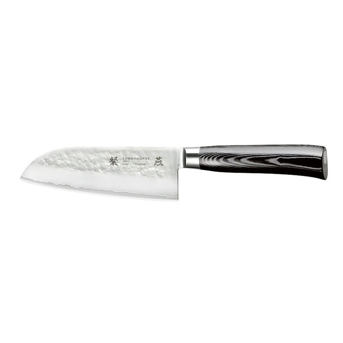 Tamahagane San Tsubame 3-ply Special Steel Santoku Knife with Black Mikarta Handle, 5-Inches