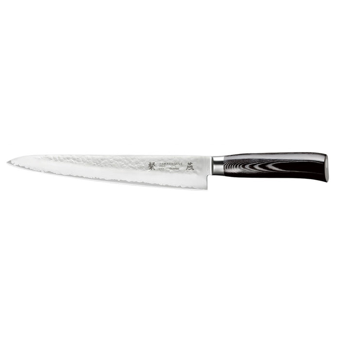 Tamahagane San Tsubame 3-ply Special Steel Sujihiki Slicing Knife with Black Mikarta Handle, 9.5-Inches