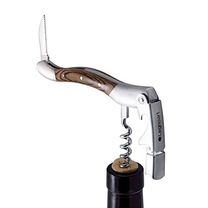 Legnoart Stainless Steel Mini Ghemme Sommelier Corkscrew Roero with Beechwood Handle