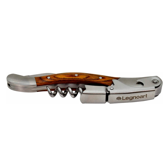 Legnoart Stainless Steel Mini Ghemme Sommelier Corkscrew Roero with Beechwood Handle