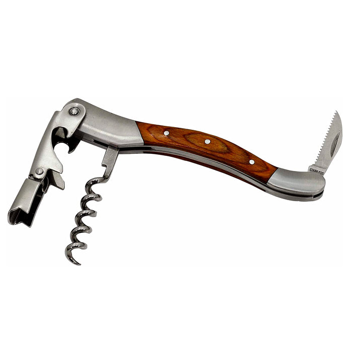 Legnoart Stainless Steel Mini Ghemme Sommelier Corkscrew Roero with Beechwood Handle