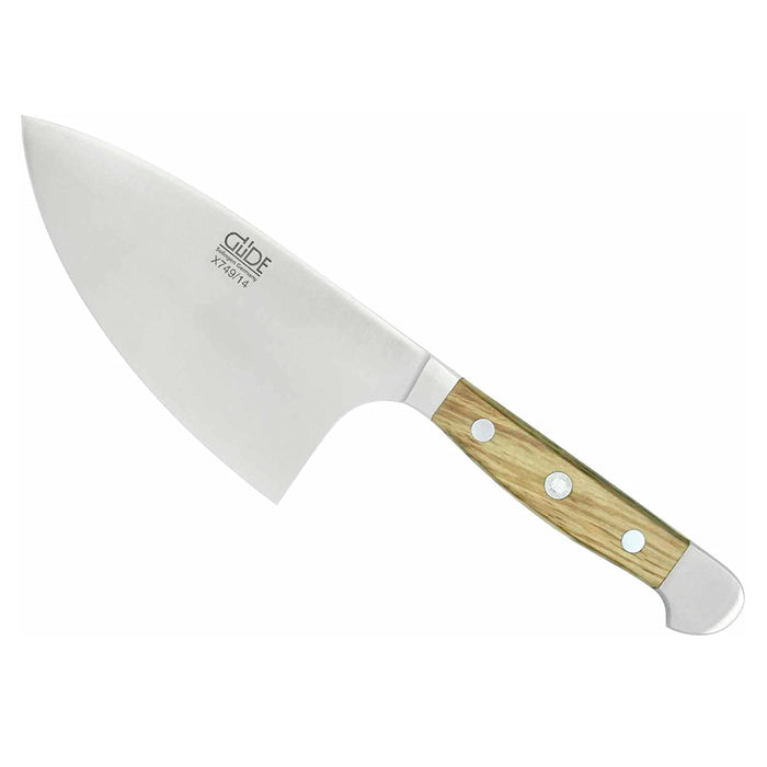 Gude Alpha Olive Series Hand Forged Hand Sharpened Stainless Steel Olive-Wood Handle Herb "Shark" Knife, 5.5-Inches